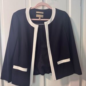 Talbots Blue and White Blazer with Contrast Trim